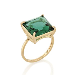 Anel Rommanel Solitário Composto Por 1 Cristal Quadrado De 12 X12 Mm(Joia Licenciada Giovanna Antonelli 12ª Edição)