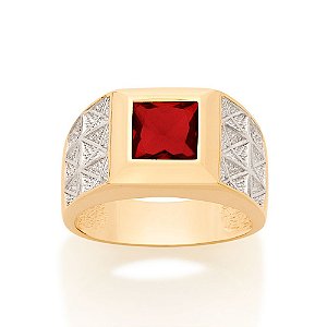 Anel Rommanel Composto Por 1 Cristal Quadrado De 8 X 8 Mm, Formado Por Laterais Trabalhadas Com Aplicação De RhodiumRomm