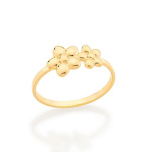 Anel Rommanel Skinny Ring Composto Por 1 Flor Grande E 1 Flor Pequena(Joia Licenciada Coleção Ana Hickmann 23º Edição)