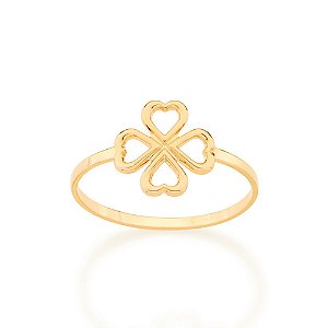 Anel Rommanel Skinny Ring Com Trevo De Quatro Folhas Vazado