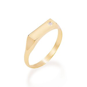 Anel Rommanel  Retangular Liso Com 1 Zircônia De 1,80 Mm Na Ponta(Joia Licenciada Coleção Giovanna Antonelli)