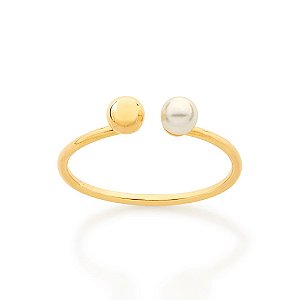 Anel Rommanel Ajustável Composto Por 1 Pérola De 4,0 Mm De Um Lado E Uma Esfera De 4,0 Mm Do Outro Lado(Joia Licenciada