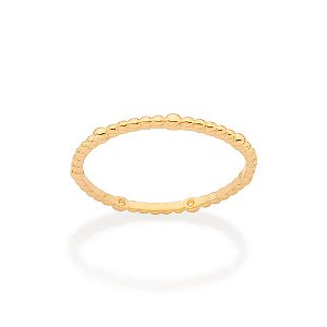 Anel Rommanel Skinny Ring Formado Por Aro De Bolinhas, Com Bolas De 1,30 Mm Intercaladas Por Bolas De 1,60 Mm(Joia Licen