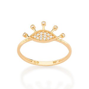 Anel Rommanel Com Olho Grego Cravejado Por 17 Zircônias De 1,0 Mm(Joia Licenciada Coleção Giovanna Antonelli)