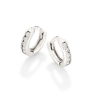 Brinco Rommanel Argola Cravejada Por 10  Zircônias (Par)  Med 0,7 Mm De Diâmetro