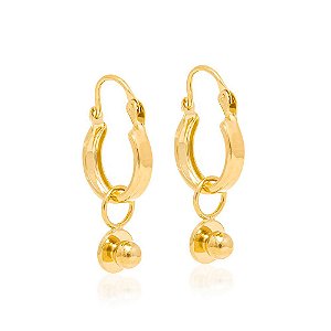 Brinco Rommanel Argola Com Berloque Na Parte Inferior Med 2,6 Cm