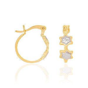 Brinco Rommanel Argola Lisas Com Estrelas Em Rhodium Med 1,5 Cm