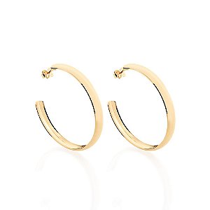 Brinco Rommanel Meia Argola Lisa, Med 3,9 Cm De Diâmetro