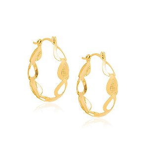 Brinco Rommanel Argola Formada Por Gotas Trabalhadas E Vazadas Intercaladas, Med2,5 Cm Diâmetro