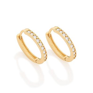 Brinco Rommanel Argola Com 22 Zircônias Cravejadas Med 1,8 Cm Diâmetro