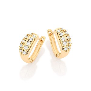 Brinco Rommanel Argola Lisa Com 4 Fileiras De Zircônias ( 20 Total-Par)