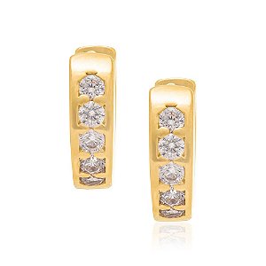 Brinco Rommanel Argola Com 10 Zircônias De 2,25Mm (Par) Na Frente E Estrela, Lua E Coração Vazados Na Parte De Trás Med