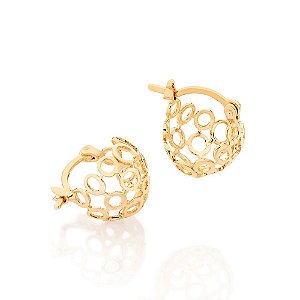 Brinco Rommanel Meia Argola Com Detalhes De Círculos Vazados Med 1,5 Cm