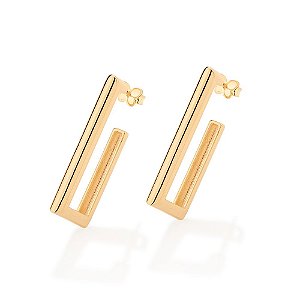 Brinco Rommanel Meia Argola Formato Retangular,Med 3,3 Cm X 1,4 Cm (Joia Licenciada Coleção Giovanna Antonelli)