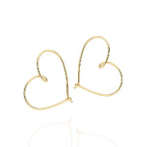 Brinco Argola Formato Coração,Med 4,1 Cm X 4,8 Cm