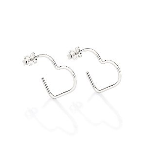 Brinco Rommanel Meia Argola No Formato De Coração Med 1,8 Cm X 2,0 Cm