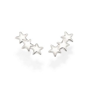 Brinco Rommanel Formado Por Estrelas Lisas Med 1,1 Cm X 0,40 Cm