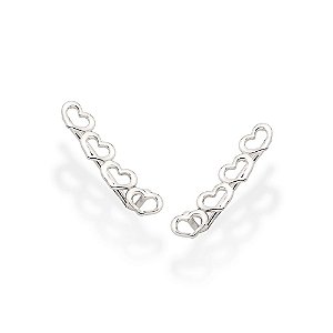 Brinco Rommanel Ear Cuff Formado Por 8 Corações Vazados (Par) Med 1,90 Cm X 0,40 Cm