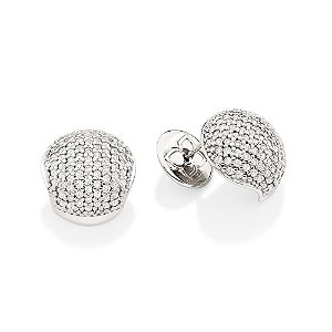 Brinco Rommanel Meia Bola Cravejado Por 174 Zircônias De 1,25 Mm (Par) Med 1,5 Cm X 1,5 Cm
