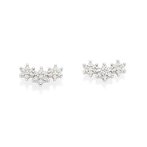 Brinco Rommanel Formado Por 6 Flores Cravejadas Por 28 Zircônias De 1,0 Mm E 14 Zircônias De 1,25 Mm (Par),Med 0,60 Cm X