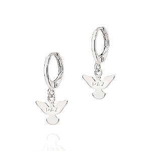 Brinco Rommanel Argola Composto Por Espírito Santo Pendurado Com Escrita Paz,Med 2,2 Cm X 1,1 Cm X 1,1 Cm De Diâmetro
