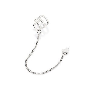 Brinco Formato Coração Com Piercing De Pressão Interligado Por Corrente De Elo Groumet Lixado Fio 0,40 Mm,Med 9,0 Cm X 0
