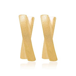 Brinco Rommanel Formato X Sendo Uma Parte Lisa E Outra Fosca Med 2,0 Cm
