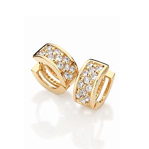 Brinco Rommanel Argola Com 24 Zircônias(Par) Med 1,3 Cm De Diâmetro