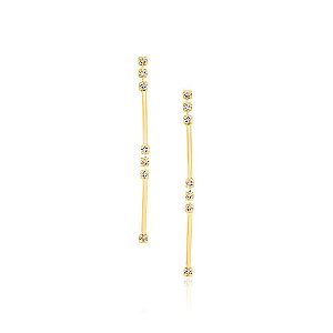 Brinco Rommanel Formado Por Fio Com Cristais, Med 4,3 Cm