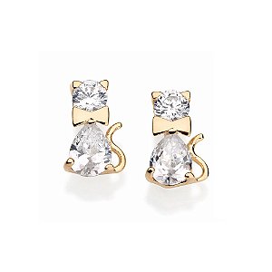 Brinco Rommanel Formato Gato Com Zircônias Med 1,9 Cm