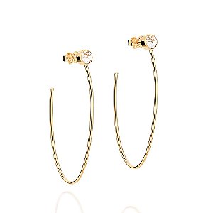 Argola Rommanel Oval Com Cristal Redondo De 5Mm Na Base Med 5 Cm(Joia Licenciada Coleção Giovanna Antonelli 4ª Edição)
