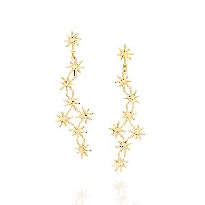 Brinco Rommanel Formado Por Peças No Formato De "Estrelas" Com 8 Pontas Unidas Med 6,30Cm