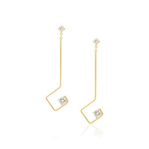 Brinco Rommanel Com Base Formada Por 2 Zircônias (Par) De 5Mm Composto Por Fio Com Ponta Torcida Formando Losango Aberto