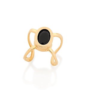 Brinco Rommanel Piercing De Pressão Com Laterais Trabalhadas E Cristal Facetado Oval De 5X7Mm Med 0,90 X 1,30Cm" Coleção