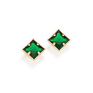 Brinco Rommanel Solitário Composto Por 2 Cristais Carrês Quadradas De 6X6 Mm (Par) Med 0,7 Cm X 0,7 Cm