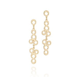 Brinco Rommanel Formado Por Círculos Vazados De Tamanhos Diferentes Med 5,7 Cm X 1,2 Cm