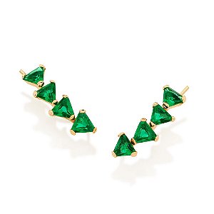 Brinco Rommanel Ear Cuff Composto Por 8 Cristais Triângulares De 6,0 Mm (Par) Med 2,30 Cm X 0,70 Cm(Joia Licenciada Cole