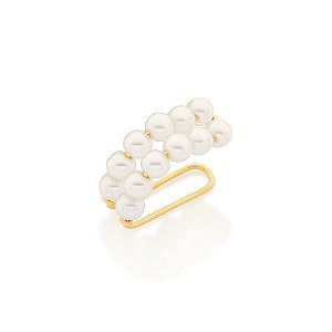 Brinco Rommanel Piercing De Pressão Composto Por 12 Pérolas Sintéticas De 4Mm Med 2,0 Cm De Diâmetro(Joia Licenciada Col