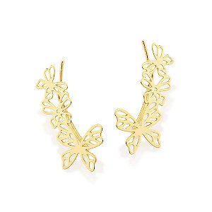 Brinco Rommanel Ear Cuff Formado Por 6 Borboletas Vazadas (Par)Med 3,3 Cm X 1,5 Cm