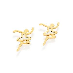 Brinco Rommanel No Formato De Bailarina, Com Aplicação De Rhodium Med 1,5 Cm X 1,0 Cm