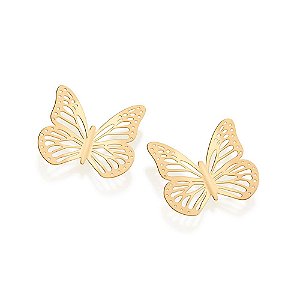Maxi Brinco Rommanel No Formato De Borboleta Com Detalhes VazadosMed 3,9 Cm X 4,2 Cm