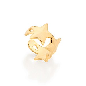 Brinco Rommanel Piercing De Pressão Formado Por 3 Estrelas InterligadasMed 1,1 Cm De Diâmetro