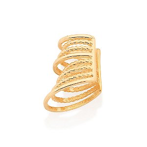 Brinco Rommanel Piercing De Pressão Formado Por 3 Aros Lisos Intercalados Por Aros TrabalhadosMed 2,5 Cm X 1,5 Cm(Joia L