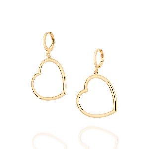 Brinco Rommanel Argola Composta Por Coração Vazado PenduradoMed 4,0 Cm X 2,5 Cm X 1,1 Cm De Diâmetro(Joia Licenciada Cáp