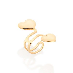 Brinco Rommanel Piercing De Pressão Aro Duplo, Composto Por 2 Corações De Tamanhos DiferentesMed 0,80 Cm De Diâmetro