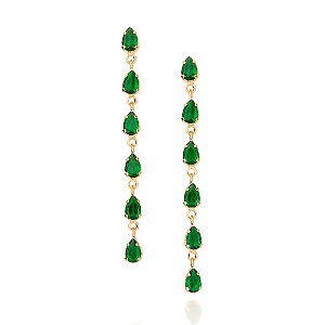 Brinco Rommanel Composto Por 12 Cristais Gotas De 4X6 Mm (Par) Med 5,8 Cm X 0,50 Cm