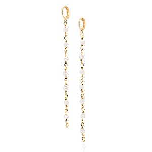 Brinco Rommanel Argola Com Fio Pendurado Composto Por 14 Cristais Facetados De 4,0 Mm (Par)Med 10,2 Cm X 0,40 Cm (Joia L