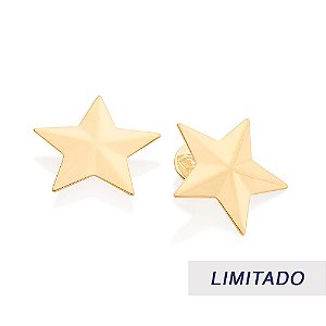 Brinco Rommanel Botão Formato De Estrela Med 2,7 Cm X 2,7 Cm (Joia Licenciada Coleção Giovanna Antonelli)