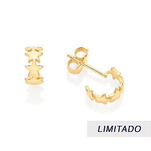 Brinco Rommanel Meia Argola Formato De Estrelas Med 1,0 Cm De Diâmetro(Joia Licenciada Coleção Giovanna Antonelli)