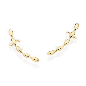 Brinco Ear Cuff Com Piercing De Pressão Formado Por Peças Ovais,Med 4,8 Cm